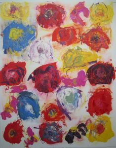Jim R. Randall Artwork Spell Chrysanthemums #3 Oil On Gessoed Paper 24"x30"