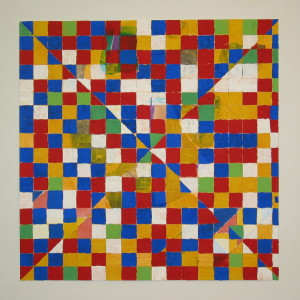 Jim R Randall Artwork Grid 12''x12" collage with gouache on paper by Jim R. Randall